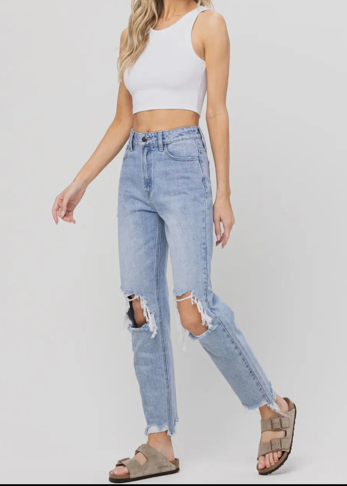 Light Wash High Waisted Boyfriend Jean