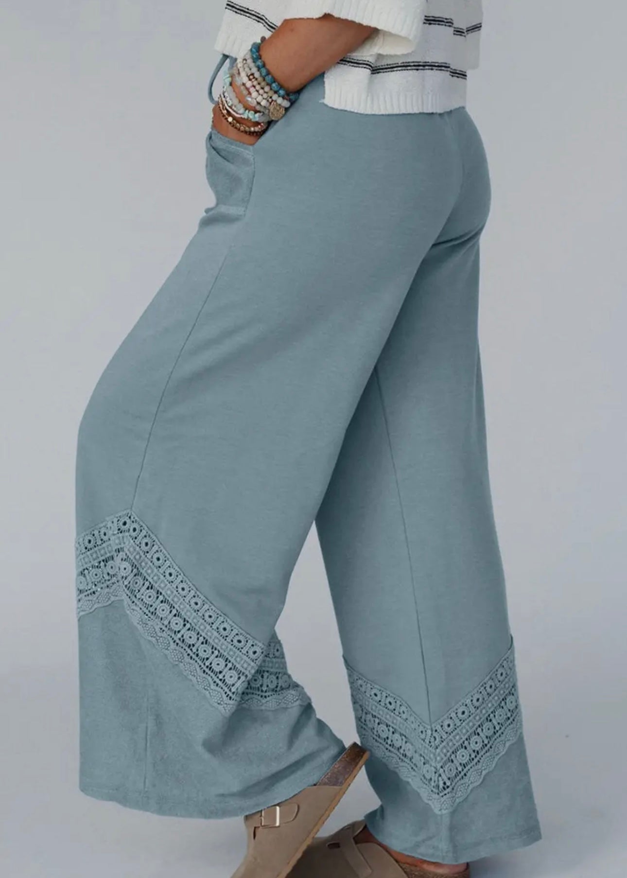 Lace Crochet High Waist Wide Leg
