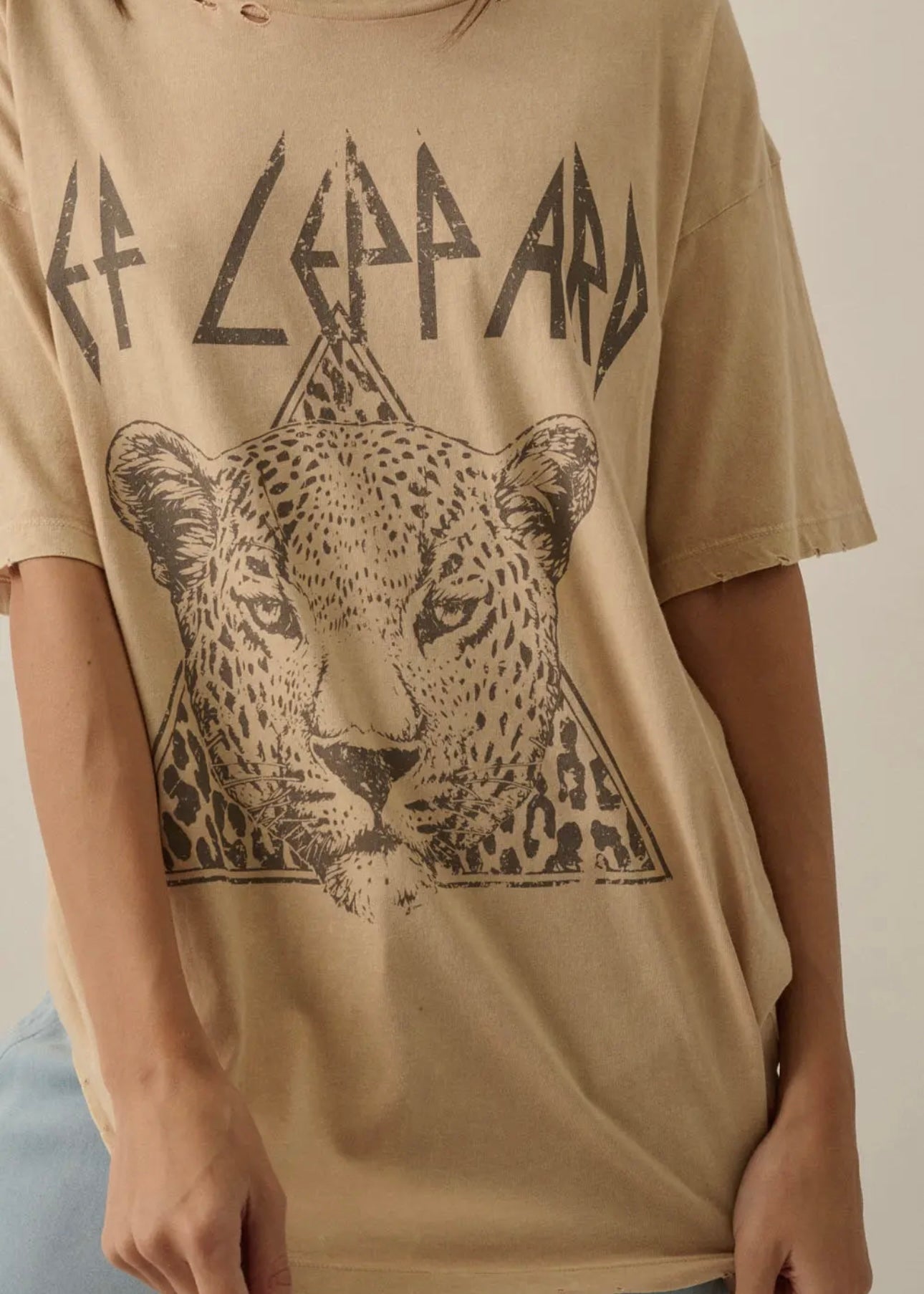 Def Leppard Distressed Oversized Tee