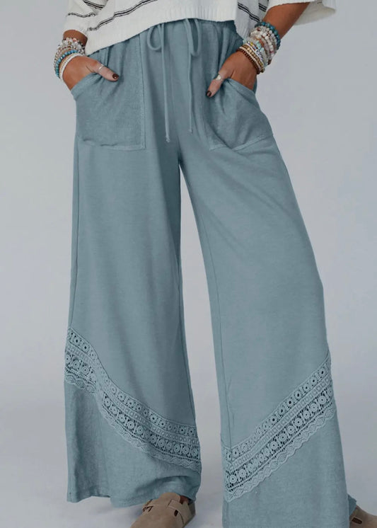 Lace Crochet High Waist Wide Leg